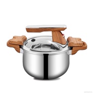 304 Micro Pressure Cooker Wooden Double Ear Handle Micro Pressure Cooker 304 Three-Layer Steel Press