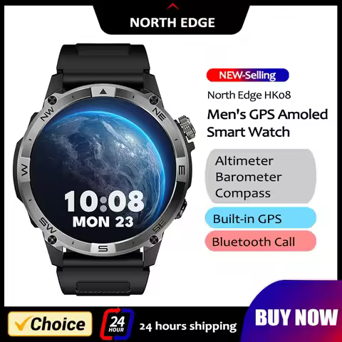 NORTH EDGE GPS Sports Smart Watch 1.43'' Amoled Display AOD Mens Watch Bluetooth Call Altitude Barom
