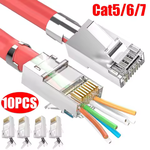 RJ45 Cat7 Cat6 Cat5 Pass Through Connectors Network Cable Modular Plug 8P8C Gold-Plated Connector En