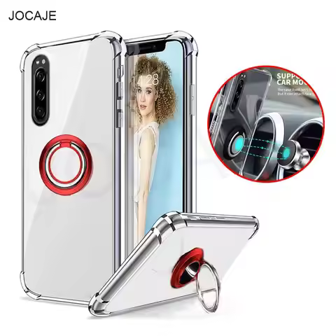 Four Corner Shockproof Transparent phone Case For Sony Xperia Pro I 8 Magnetic Ring stand back Case 