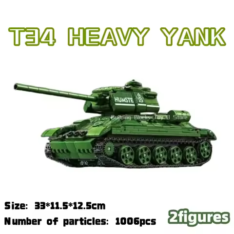 New 1006PCS WW2 Military Series Classic T-34 Heavy Tank Model Compatible Collection Building Blocks 
