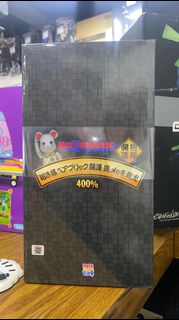(JN)全新 Medicom Toy Bearbrick Be@rbrick 400% Maneki Neko 招財貓 銀色 發光