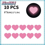 SUQI 10Pcs/ Set Car Heart PVC Decal, Pink Heart Shape Pink Heart Reflective Stickers, PVC 6*5cm / 2.3*1.9 Inches Motorcycle Bicycle Bumper Sticker for Car Window Decals