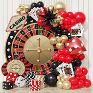 122Pcs Casino Theme Party Balloon Garl Arch Kit Red Black Latex Balloons Casino Birthday Wedding Christmas New Year Decor