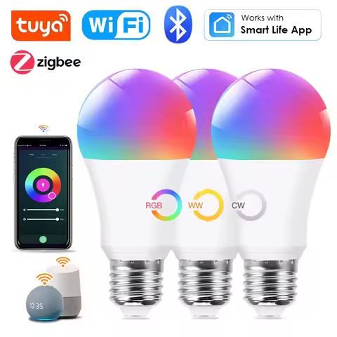 Tuya Zigbee/Bluetooth/Wifi Smart Led Light Bulb E27 RGB Bulbs Smart Home Zigbee Lamp Works With Zigb