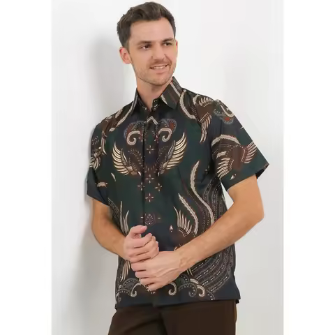 2025 Men'S Exclusive Batik Shirt Aydin Short Sleeve Casual And Modern Summer National Style