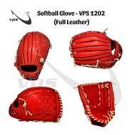 VPS 1202 Softball Glove (Full Leather)- Red 12 inches 12.25 inches// Sarung Tangan Softball VPS 1202