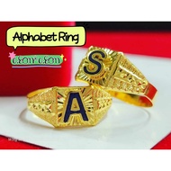 Wing Sing 916 Gold Unisex Budget Alphabet Ring / Cincin Huruf Bajet Emas 916