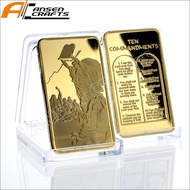 new Moses on the Mountain Sinai Gold Ingot Bullion Bar with Ten Commandments Jewish TANAKH hot