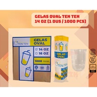 Joyce (1 BOX) TEN TEN Oval Cups 12oz 14oz 16oz 18oz 22oz Contents 1000 Pcs Ten Ten Oval Plastic Cups