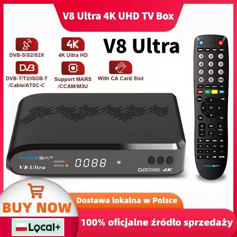 V8 Ultra 4K UHD TV Box DVB-S/S2/S2X,DVB-T2/T+Cable FUNCAM/MARS/CCAM/M3U Satellite TV Receiver With S