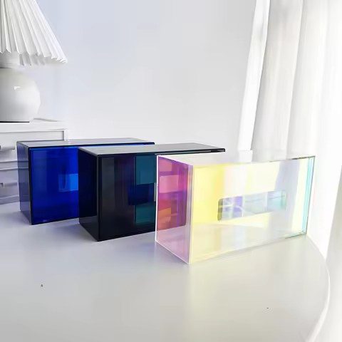 Iridescent Acrylic Tissue Box Holder Dispenser for Facial Tissue, Napkins, Dryer Sheet for Bathroom,