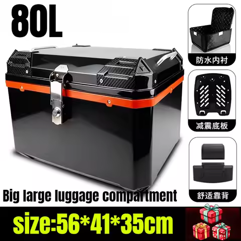 Universal Motorcycle Rear Box 80L Large Capacity Waterproof Storage Trunk for Electric Scooter
