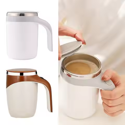 Travel Stirring Mug 380ml Magnetic Self Stirring Travel Mug Waterproof Rotating Electric Mixing Cup 
