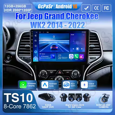 For Jeep Grand Cherokee WK2 2014 - 2022 Car Radio Navigation GPS Multimedia Player Android Auto Ster