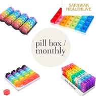 Monthly Pill Box Organizer 1 Month | 31 Days Medicine Tablet Vitamin Storage | Daily Pill Organizer 