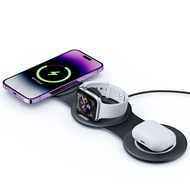 ♠⊕┅ 3 in 1 Folding wireless charger for iPhone 12 13 14 for Apple Watch Magnetic Suction Charging Phone Holder
