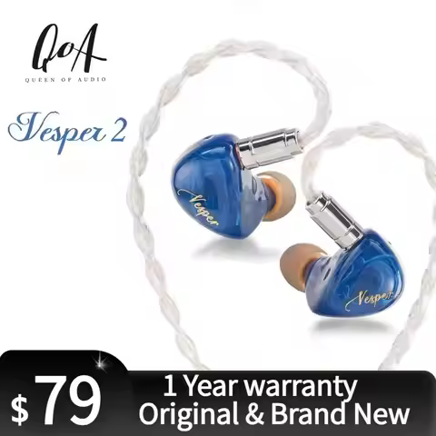 QoA Vesper 2 HiFi Wired in Ear Earphone 1DD+1BA Hybrid Driver Monitor DJ Music Sport Headphone 3.5MM