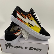 รองเท้าผ้าใบแวนส์-OLD SKOOL Revenge X Storm  สีดำลายไฟ รองเท้าออกกำลังกาย รองเท้ากีฬา รองเท้าชาย-หญิง สินค้าพร้องส่ง [KI01]