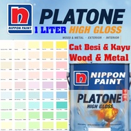 SINAR NIPPON PLATONE GLOSS PAINT 1 LITER FOR WOOD & METAL / CAT MINYAK KILAT BESI & KAYU ( PART A )