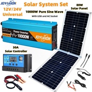 JOYUHON Solar System 80W Solar Panel 10000W Pure Sine Wave Inverter 12V/24V TO 220V Power Inverter 3