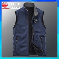 JEEP SPIRIT Vest Men Baju Sejuk Jaket Lelaki Sleeveless Fleece Lining Winter Autumn Vest 保暖背心外套男