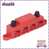 ZHOUA 4 Position Bus Bar, Red/Black 48VDC 250A M10 Studs Bus Bar, Screw Terminals M10 3/8 4 Position