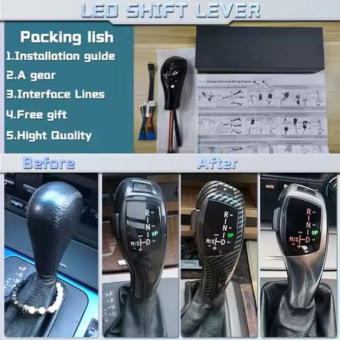 LED Gear Shift Knob Shifter Lever For BMW 1 3 5 6 Series E90 E60 E46 2D 4D E39 E53 E92 E87 E93 E83 X