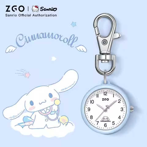 ZGO Sanrio Cinnamoroll Lady Pocket Watch, Simple Design Sense Pendant Watch, Waterproof, Quartz Watc