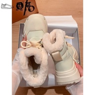 Women's Martin boots, stylish full-light platform boots, fur-lined snow boots