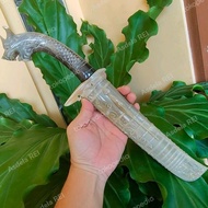 NEW!!! Golok Damaskus Balikmipih Pamor Full Tanduk Bule, Ukir Naga