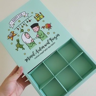 5 pcs 6-separated Eid cake packaging boxes with silaturahma theme, mini chocolate packaging box + TA