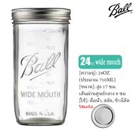 ลูกปากกว้าง 24 oz ออนโหลแก้วmason jar Ball Mason 710ml American Mason Jar แก้ว Jar ปิดผนึกโปร่งใส Sc