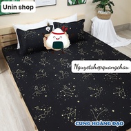 Bộ ga gối ga poly cotton bọc nệm mẫu hoa in cung hoàng đạo huơu sao thỏ dâu... (1 ga kèm 2 vỏ gối ho