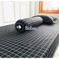 HITAM Aesthetic Plaid Bed Sheet | Black Square Bed Sheet | Box Sheet | Bed Sheet Size 120 | Bed Shee