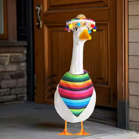 Goose Costume Set Mexican Style Sombrero Hat Party Decor Rainbow Bandana Garden Decor Holiday Outfit