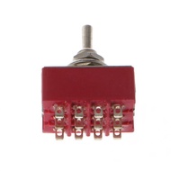 WER AC 250V/2A 125V/5A 12-Pin On/On 2 Position 4PDT Mini Toggle Switch Red
