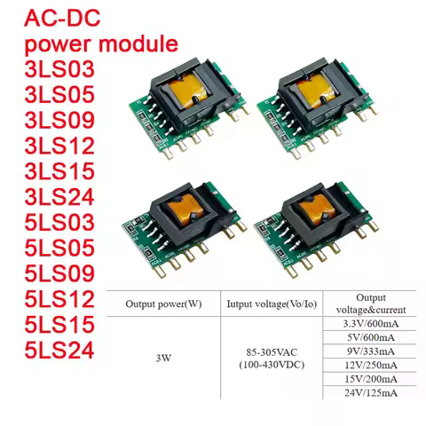 10Pcs/1pc AC-DC 3W 5W 220V to 3.3V 5V 9V 12V 15V 24V Isolated Power HLK-3LS03 3LS05 3LS09 5LS03 5LS0