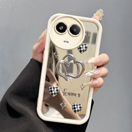 HP Phone Case For Realme C67 Realme 12 Lite Case Double Heart platinum Phone Mirror Protective Case 