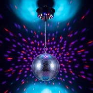 2 Pcs Disco Ball with Motor and Light, 6" Mirror Ball with 18 LED Beads, 5 RPM Rotating Disco Motor 