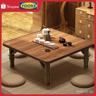 Folding Table Solid Wood Grain Bed Foldable Square Table Home Japanese Tatami Dining Table Children Study Writing Table TVRN