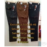 Extra Plus Size 28-46 Men Cargo Pants Seluar Kargo Lelaki Size Besar Seluar Kerja Lelaki Tahan Lasak