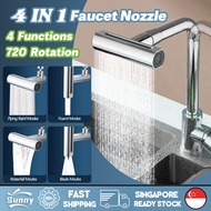 [SG Stock] 4-Modes Kitchen Waterfall Faucet Extender 720° Rotatable Anti-Splash Faucet Sink Spray Nozzle Tap Booster