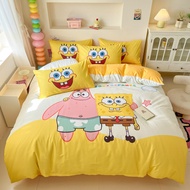 IN Stock 4IN1 Pure Cotton Cartoon Style SpongeBob SquarePants Large Digital Print Fitted Bedsheet Se