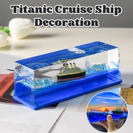 Titanic Cruise Ship Desk Fluid Drift Floating Bottle Decor Hourglass Ornaments Desktop Decoration