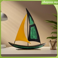 [EhoyoxaMY] Iron Sailboat Sculpture Collectible Art Crafts Tabletop Ornament for Shelf
