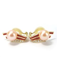 二手 Tasaki 耳環，18K 黃金鑲鑽，約 ​​9.4 克