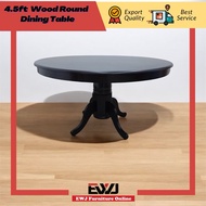 EWJ 2.5ft 3x5ft 4.5ft Wood Round Dining Table Meje Makan Bulat Solid Rubber Wood Wooden Murah Cantik