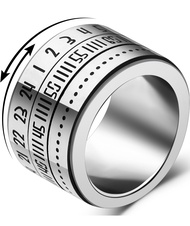 Men's Titanium Steel Anxiety Rings 14mm Width Fidget Rings for Anxiety, Spinner Ring with Lucky Arab