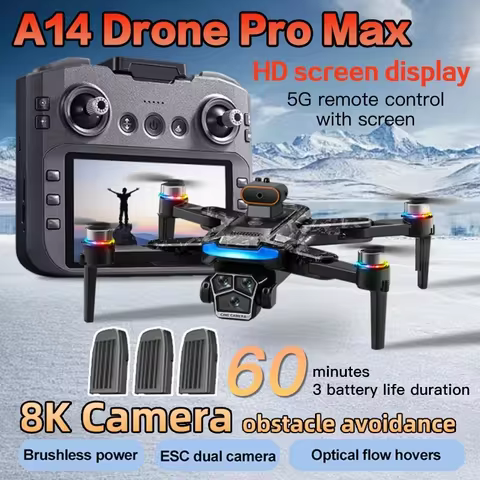 A14 Pro Max Brushless Drone with a Camera Optical Flow Obstacle Avoidance Foldable Quadcopter RC Dis